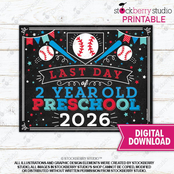 Last Day of School Sign (Baseball) - Any Grade