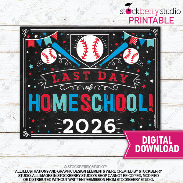 Last Day of School Sign (Baseball) - Any Grade