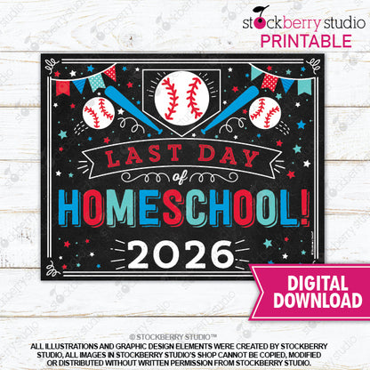 Last Day of School Sign (Baseball) - Any Grade
