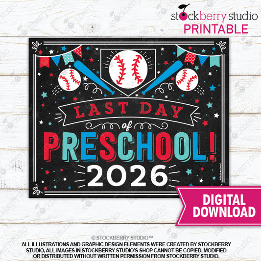 Last Day of School Sign (Baseball) - Any Grade