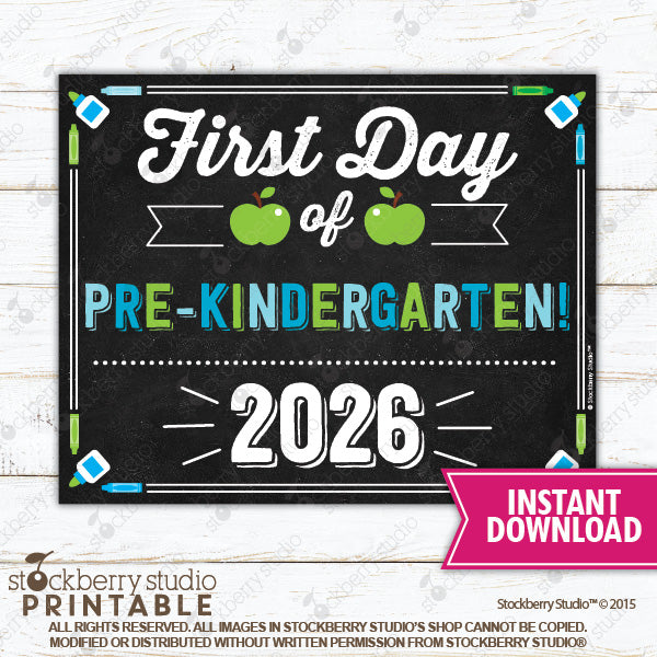 First Day of Preschool Sign (Boy) - Any Grade