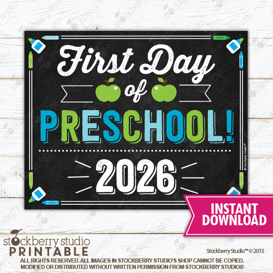 First Day of Preschool Sign (Boy) - Any Grade