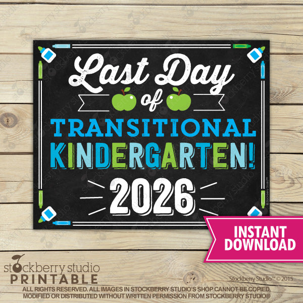 Last Day of School Sign (Blue & Green) - Any Grade