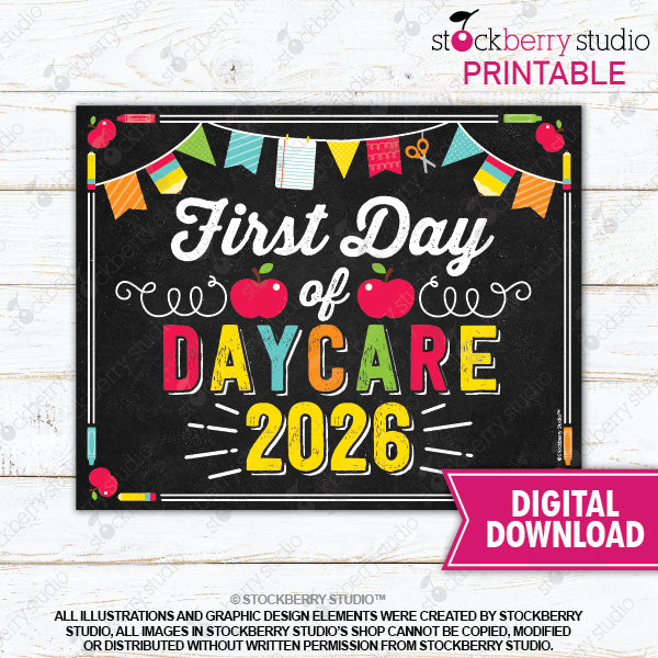 First Day of Preschool Sign (Primary Colors) - Any Grade