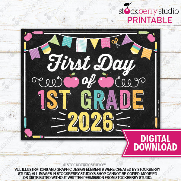 First Day of Preschool Sign (Pastel Colors) - Any Grade