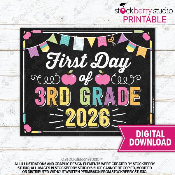 First Day of Preschool Sign (Pastel Colors) - Any Grade