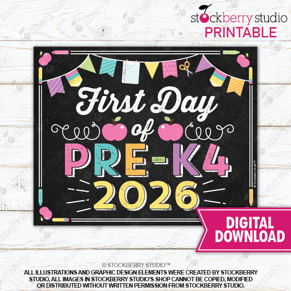 First Day of Preschool Sign (Pastel Colors) - Any Grade