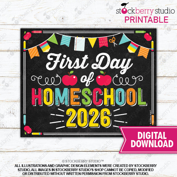 First Day of Preschool Sign (Primary Colors) - Any Grade