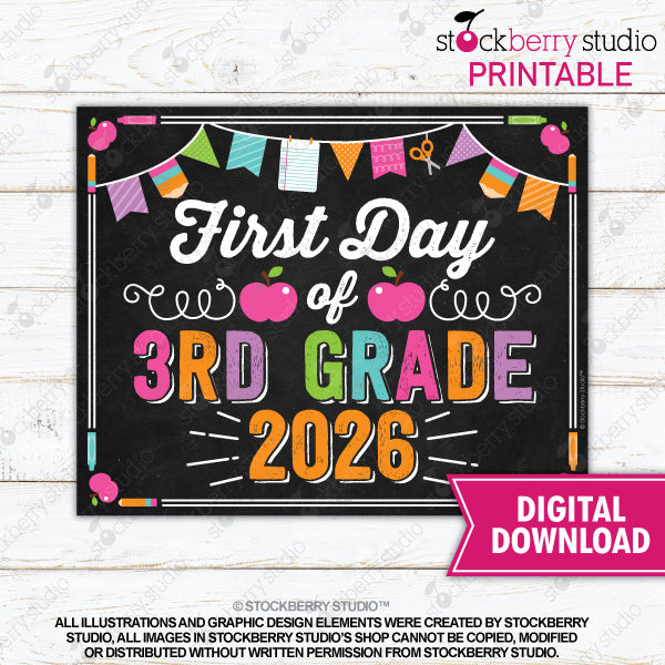 Girl First Day of Preschool Sign - Any Grade