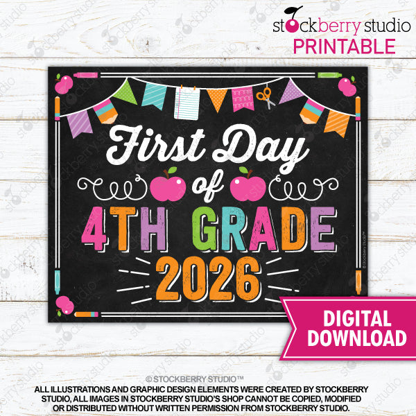 Girl First Day of Preschool Sign - Any Grade