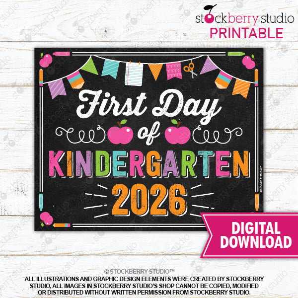 Girl First Day of Preschool Sign - Any Grade
