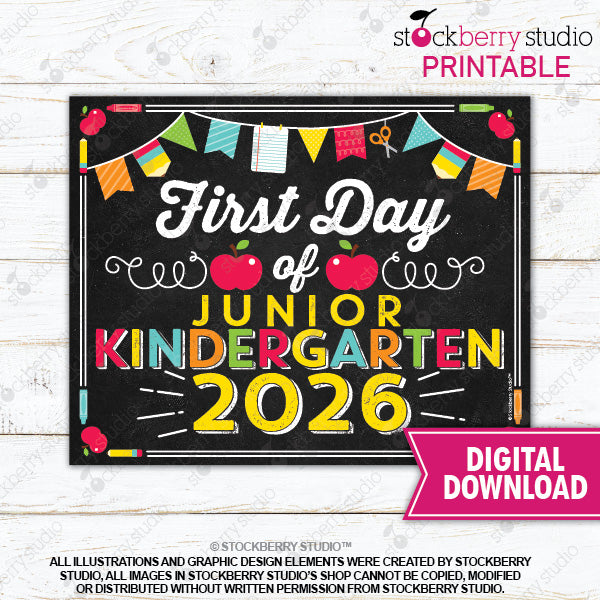 First Day of Preschool Sign (Primary Colors) - Any Grade