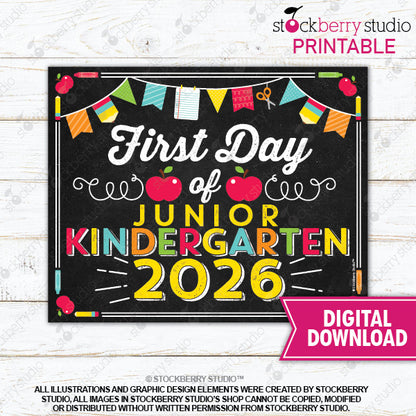 First Day of Preschool Sign (Primary Colors) - Any Grade