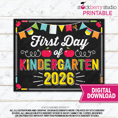 First Day of Preschool Sign (Primary Colors) - Any Grade