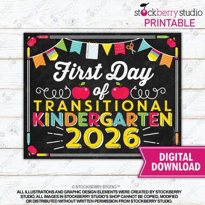 First Day of Preschool Sign (Primary Colors) - Any Grade