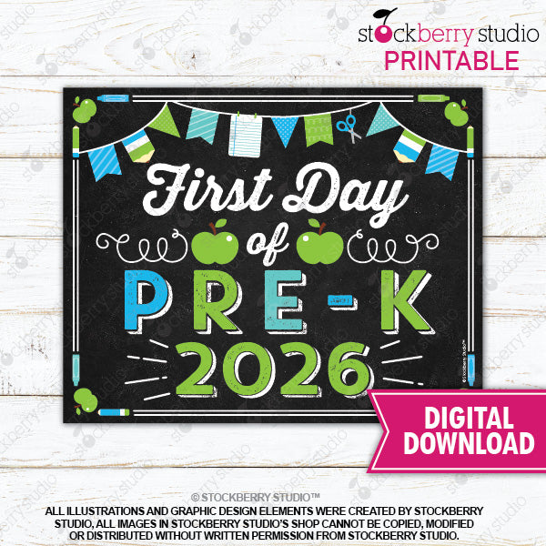 First Day of Preschool Sign (Boy) - Any Grade