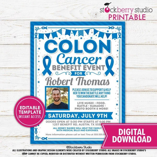 Colon Cancer Benefit Fundraiser Flyer