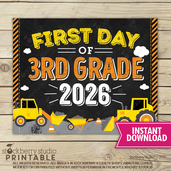 Construction First Day of Preschool Sign - Any Grade