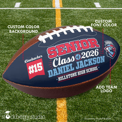 Personalized Senior Football – Custom Name Sports Coach Gift, Senior Night, Graduation Keepsake, Team Gift
