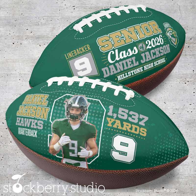 Senior Photo Football Personalized with Name Sports Coach Gift Senior Night Graduation Team Keepsake Custom Football Fans