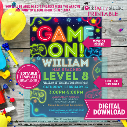 Video Game Birthday Invitation