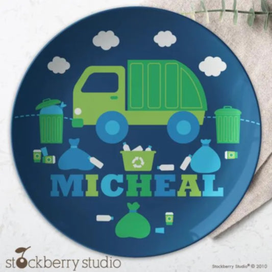 Garbage Truck Bowl Personalized Gift with Boy Kids Cereal Bowl Custom Trash Truck Bowl Name Monogrammed Children Toddler Snack Bowl