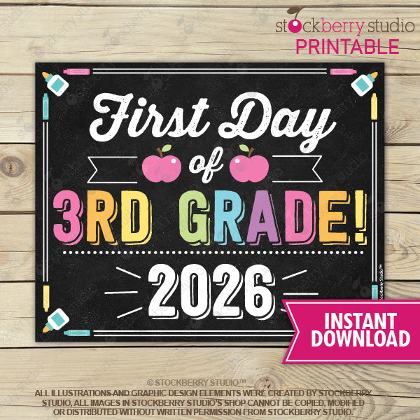 First Day of Preschool Sign (Pastel Colors) - Any Grade