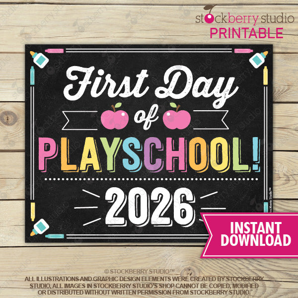 First Day of Preschool Sign (Pastel Colors) - Any Grade