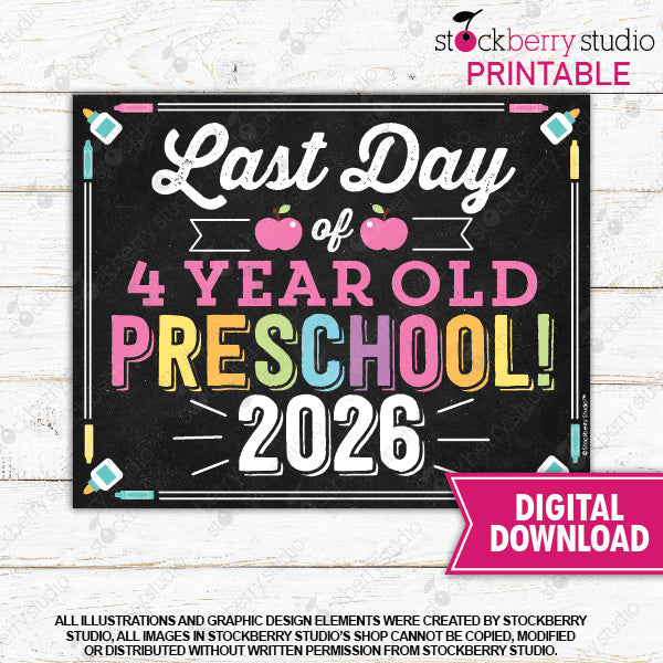 Last Day of School Sign (Pastel Colors) - Any Grade