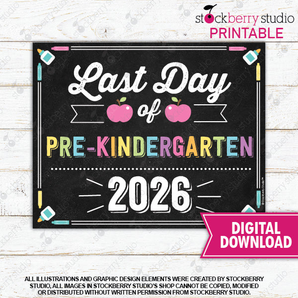 Last Day of School Sign (Pastel Colors) - Any Grade