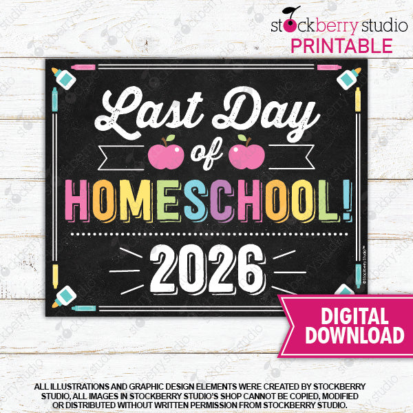 Last Day of School Sign (Pastel Colors) - Any Grade