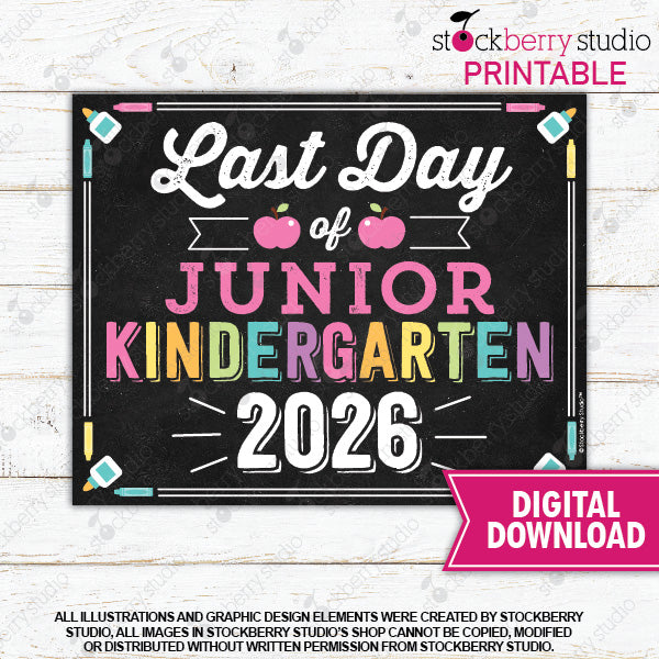 Last Day of School Sign (Pastel Colors) - Any Grade