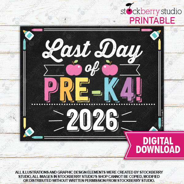 Last Day of School Sign (Pastel Colors) - Any Grade