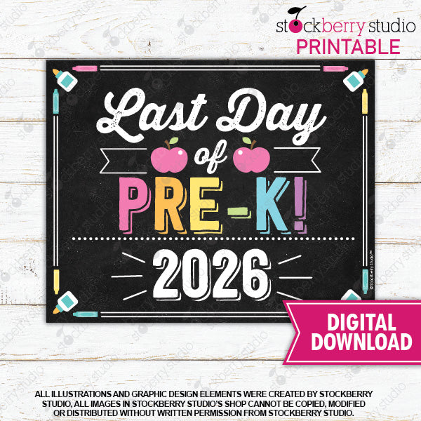 Last Day of School Sign (Pastel Colors) - Any Grade
