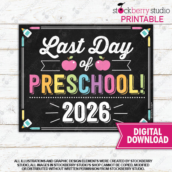 Last Day of School Sign (Pastel Colors) - Any Grade