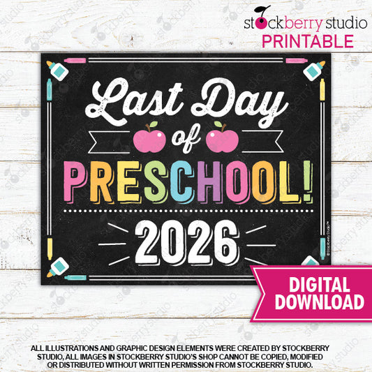 Last Day of School Sign (Pastel Colors) - Any Grade