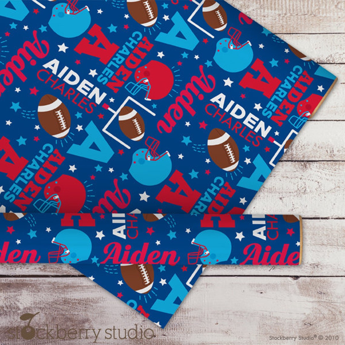 Football Wrapping Paper Personalized Gift Wrap Name Boy