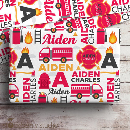 Fire Truck Gift Wrapping Paper Name Personalized