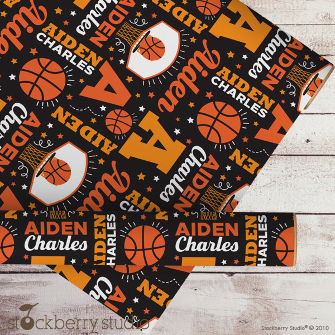 Basketball Gift Wrapping Paper Personalized Boy Name Wrap