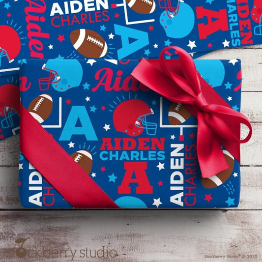 Football Wrapping Paper Personalized Gift Wrap Name Boy