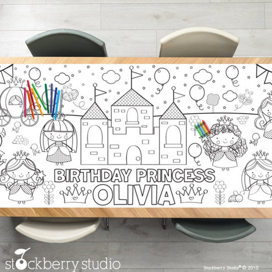 Princess Coloring Tablecloth Birthday Party Decoration