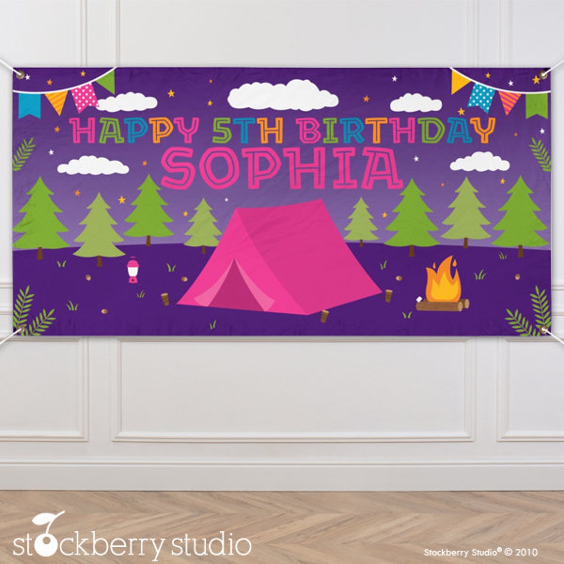 Girl Camp Birthday Vinyl Banner Party Decoration