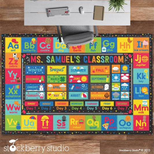 Alphabet  Days of the Week Classroom Area Rug Kids Personalized