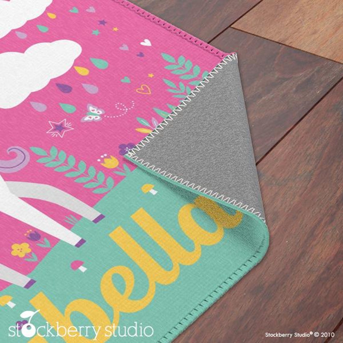 Unicorn Rainbow Area Rug Kids Personalized