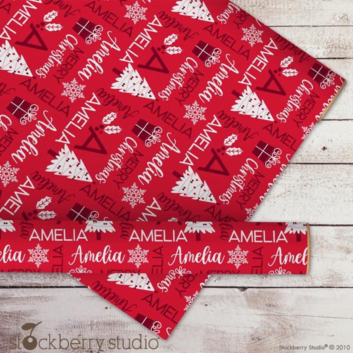 Christmas Name Wrapping Paper Personalized Gift Wrap Paper Roll