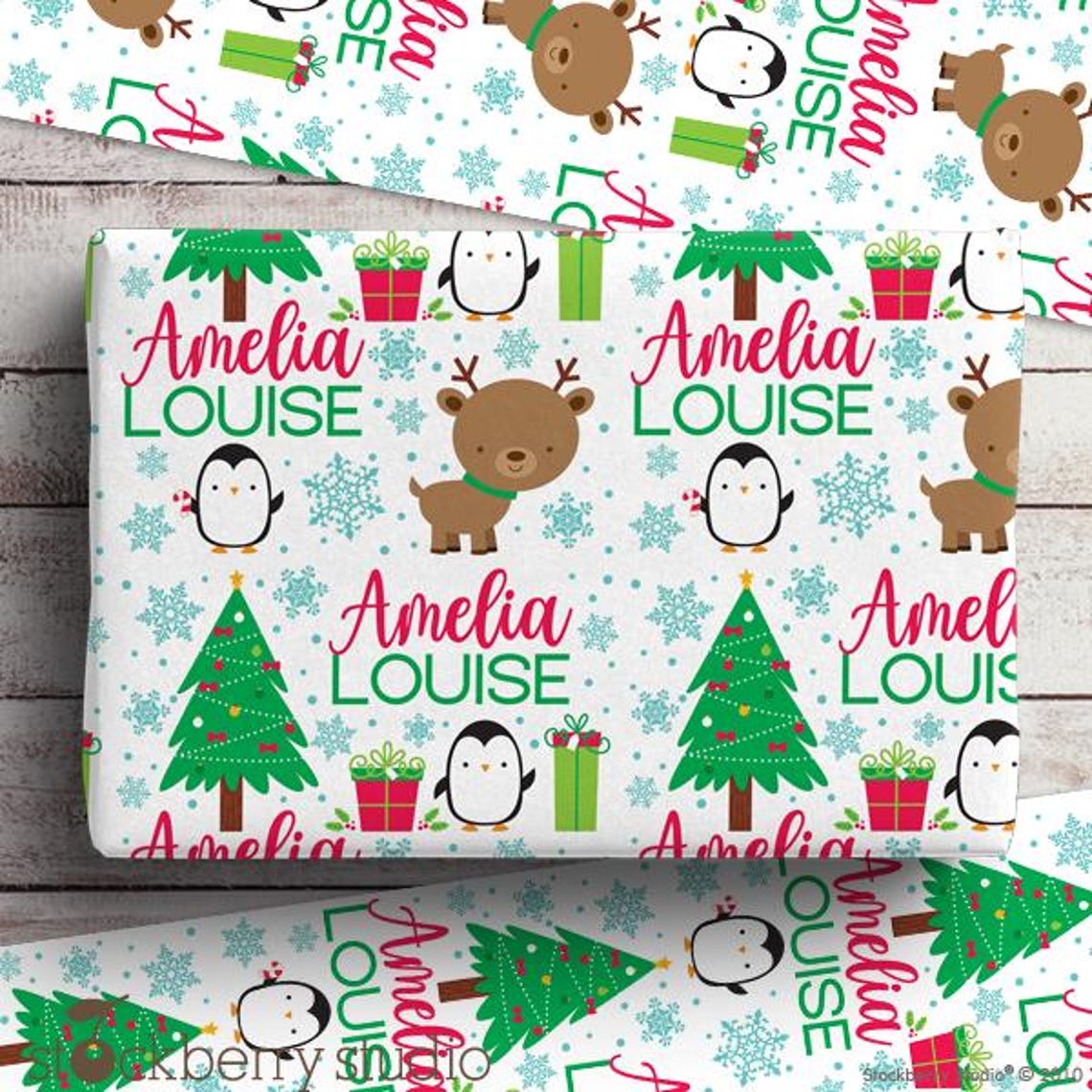 Personalized Christmas Wrapping Paper for Kids – Custom Name Gift Wrap