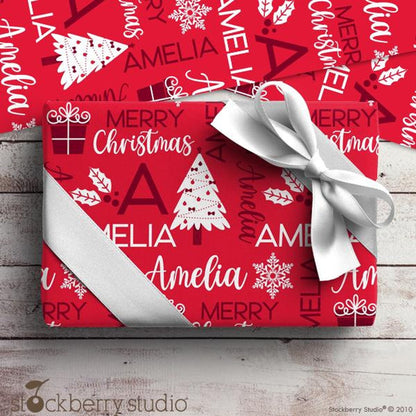 Christmas Name Wrapping Paper Personalized Gift Wrap Paper Roll