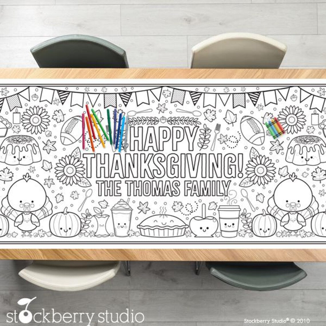 Thanksgiving Coloring Tablecloth Giant Fall Birthday Decoration