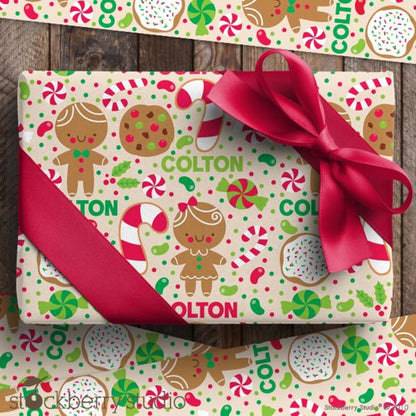 Gingerbread Man Gift Wrapping Paper Personalized