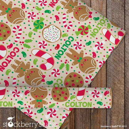 Gingerbread Man Gift Wrapping Paper Personalized